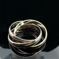 925 Sterling Silver 3 Interlinked Rings Size 5.5 4.8g